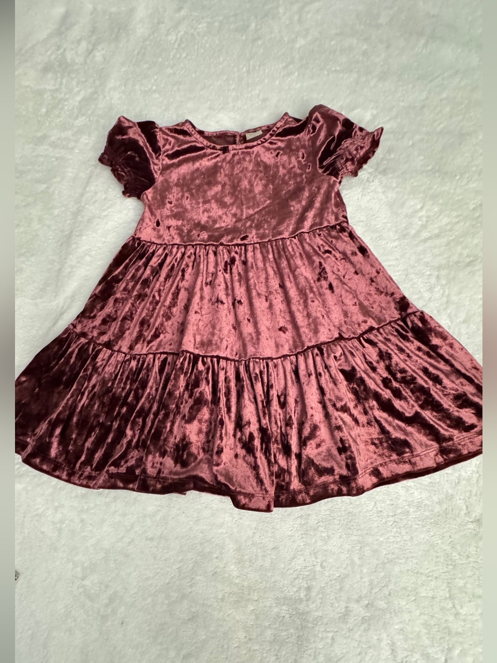 OshKosh B'gosh Girls' Velvet Tiered Dress in Burgundy